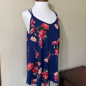 NWT Papermoon Floral Navy Flowy Tank Blouse Size 2X